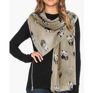 Gerinly Panda Bear Scarf Wrap Shall Lightweight Beige Cotton